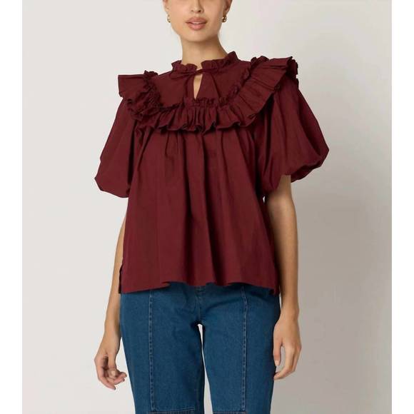 NEW CLEOBELLA janet blouse in dark crimson